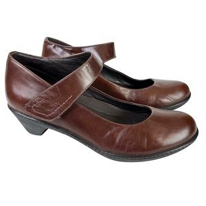 DANSKO 3701-530200 Dark Brown Genuine Leather Chunky Heels Mary Janes Shoes  39